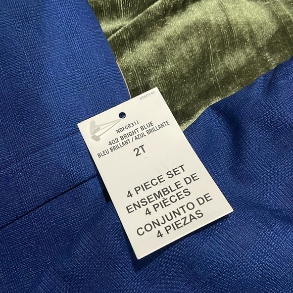 New! Nautica Boys TONAL WINDOWPANE Bright Blue 4 Piece Vest Set Size 2T - Picture 7 of 9